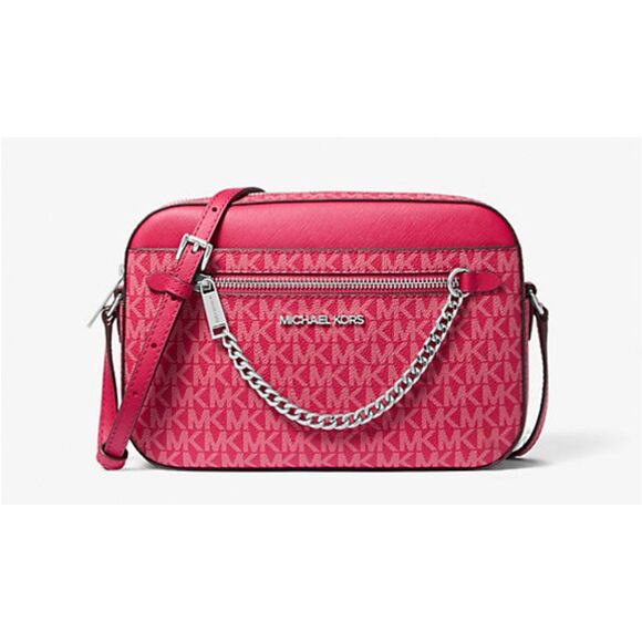 NWT~MICHAEL KORS Jet Set Large East West Ombre Leather Zip Chain Crossbody Bag - Picture 5 of 7